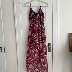 LUSH High-low floral faux wrap dress (M)